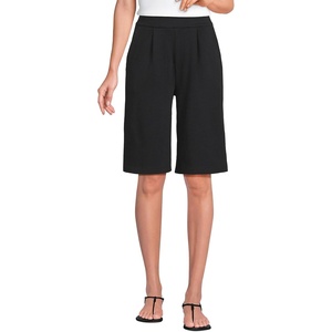 image:imageLands End Womens Knit High Rise Pleated 12 Bermuda ShortsBlack