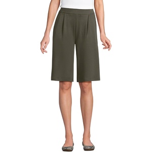 image:imageLands End Womens Knit High Rise Pleated 12 Bermuda ShortsForest Moss