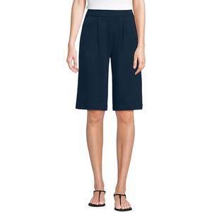 image:imageLands End Womens Knit High Rise Pleated 12 Bermuda ShortsRadiant Navy