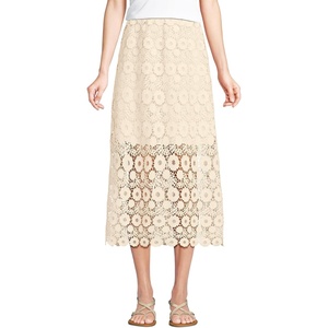 image:imageLands End Womens Lace Overlay Midi SkirtIvory Latte