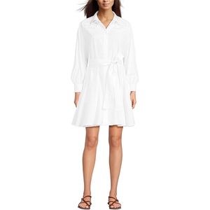 image:imageLands End Womens Poplin Button Front Dress with GodetsWhite