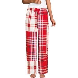 image:imageLands End Womens Print Flannel Pajama PantsCompass Red Patchwork Plaid
