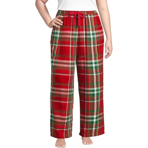 image:imageLands End Womens Print Flannel Pajama PantsCompass RedEmerald Plaid