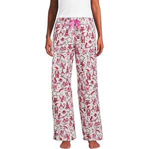 image:imageLands End Womens Print Flannel Pajama PantsPinkRed Festive Critters