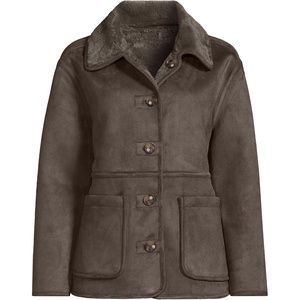 image:imageLands End Womens Reversible Shearling Fleece Button Front CoatBrown
