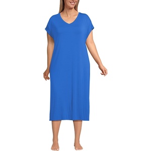 image:imageLands End Womens Short Sleeve Cooling Midi NightgownVibrant Lapis
