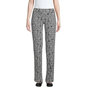image:imageLands End Womens Straight Leg Knit PantsBlackIvory Paisley Floral