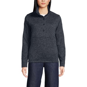 image:imageLands End Womens Sweater Fleece Snap Neck Pullover JacketBlack Heather