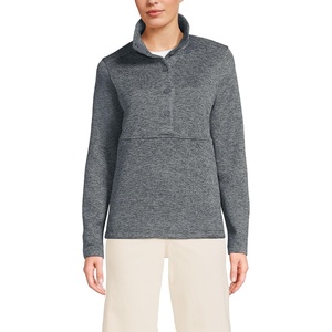 image:imageLands End Womens Sweater Fleece Snap Neck Pullover JacketCharcoal Heather