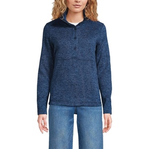 image:imageLands End Womens Sweater Fleece Snap Neck Pullover JacketClassic Navy Muted Heather