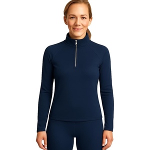image:imageLands End Womens Thermaskin Baselayer 14 Zip Top  Long Sleeve Lightweight HeatGenerating Thermal ShirtDeep Sea Navy