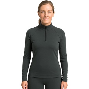 image:imageLands End Womens Thermaskin Baselayer 14 Zip Top  Long Sleeve Lightweight HeatGenerating Thermal ShirtEvening Forest