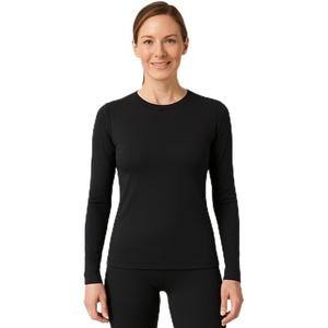 image:imageLands End Womens Thermaskin Baselayer Long Sleeve Crewneck Top  Lightweight HeatGenerating Thermal ShirtBlack