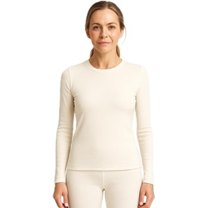 image:imageLands End Womens Thermaskin Baselayer Long Sleeve Crewneck Top  Lightweight HeatGenerating Thermal ShirtIvory