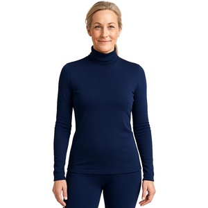 image:imageLands End Womens Thermaskin Baselayer Thermal Turtleneck Top  Long Sleeve Lightweight HeatGenerating Thermal ShirtDeep Sea Navy