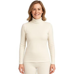 image:imageLands End Womens Thermaskin Baselayer Thermal Turtleneck Top  Long Sleeve Lightweight HeatGenerating Thermal ShirtIvory