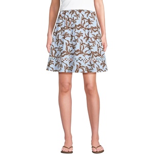 image:imageLands End Womens Voile Ladder Trim Mini SkirtSoft Ice Blue Leaves