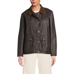 image:imageLands End Womens Waxed Cotton Barn JacketChocolateOak Trim