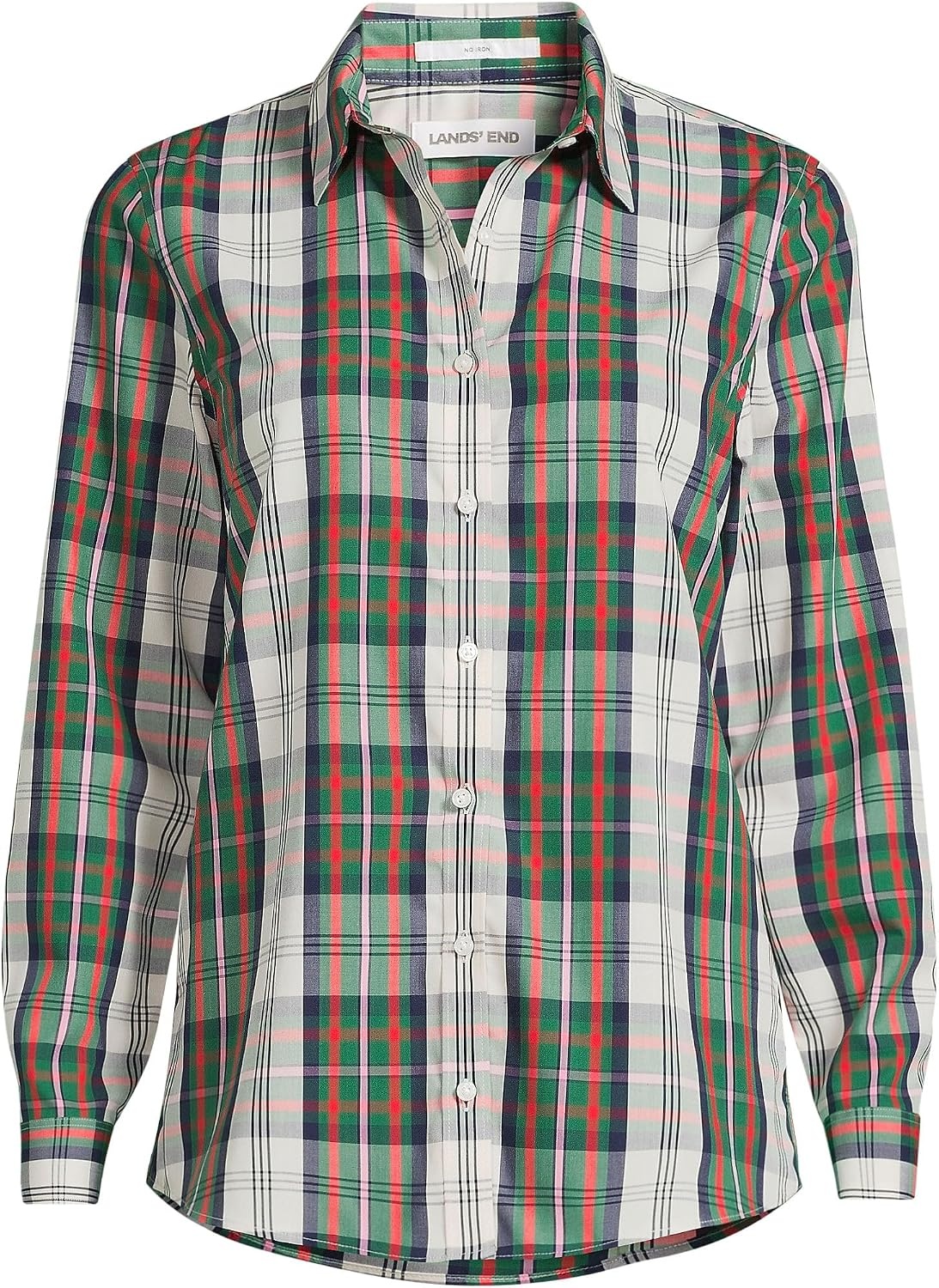 image:imageLands End Womens Pinwale Cord Long Sleeve ShirtIvorRed Multi Color Plaid