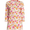image:imageLands End Womens 34 Sleeve Supima Cotton Crewneck TunicWhite Multi Painted Blooms
