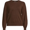 image:imageLands End Womens Cashmere Puff Sleeve Crew Neck SweaterDark Carob Heather