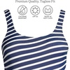 image:imageLands End Womens Chlorine Resistant Soft Cup Tugless Sporty One Piece Swimsuit  UPF 50 Chlorine Resistant Soft Cup Bra Scoop Neck Lap Swimming Water Aerobics Plus and Long SizesDeep SeaWhite Media Stripe
