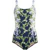 image:imageLands End Womens Chlorine Resistant Soft Cup Tugless Sporty One Piece Swimsuit  UPF 50 Chlorine Resistant Soft Cup Bra Scoop Neck Lap Swimming Water Aerobics Plus and Long SizesWhiteNavy Blooms
