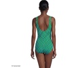 image:imageLands End Womens Chlorine Resistant Soft Cup Tugless Sporty One Piece Swimsuit  UPF 50 Chlorine Resistant Soft Cup Bra Scoop Neck Lap Swimming Water Aerobics Plus and Long SizesGreenNavy Geo Floral