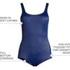 image:imageLands End Womens Chlorine Resistant Soft Cup Tugless Sporty One Piece Swimsuit  UPF 50 Chlorine Resistant Soft Cup Bra Scoop Neck Lap Swimming Water Aerobics Plus and Long SizesDeep Sea Navy