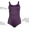 image:imageLands End Womens Chlorine Resistant Soft Cup Tugless Sporty One Piece Swimsuit  UPF 50 Chlorine Resistant Soft Cup Bra Scoop Neck Lap Swimming Water Aerobics Plus and Long SizesBlackberry