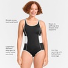 image:imageLands End Womens Chlorine Resistant Soft Cup Tugless Sporty One Piece Swimsuit  UPF 50 Chlorine Resistant Soft Cup Bra Scoop Neck Lap Swimming Water Aerobics Plus and Long SizesBlackWhite