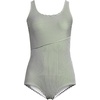 image:imageLands End Womens Chlorine Resistant Soft Cup Tugless Sporty One Piece Swimsuit  UPF 50 Chlorine Resistant Soft Cup Bra Scoop Neck Lap Swimming Water Aerobics Plus and Long SizesFusion Green Mini Stripe