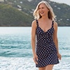image:imageLands End Womens Chlorine Resistant Wrap Tankini Swimsuit TopDeep Sea Polka Dot