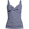 image:imageLands End Womens Chlorine Resistant Wrap Tankini Swimsuit TopDeep SeaWhite Media Stripe