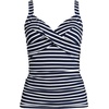 image:imageLands End Womens Chlorine Resistant Wrap Tankini Swimsuit TopDeep SeaWhite Media Stripes