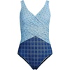 image:imageLands End Womens Chlorine Resistant Wrap Tankini Swimsuit TopNavyWhite Mosaic Mini Tile