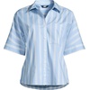 image:imageLands End Womens Cooling Elbow Sleeve Button Front ShirtClear Blue Sky Quad Stripe