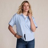 image:imageLands End Womens Cooling Elbow Sleeve Button Front ShirtClear Blue Sky Quad Stripe