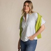image:imageLands End Womens Cooling Elbow Sleeve Button Front ShirtWinter Pear Twin Stripe