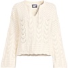 image:imageLands End Womens Cotton Boucle Pointelle Notch Neck SweaterFresh Ivory