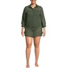image:imageLands End Womens Cotton Gauze Button Down Swim Coverup Shirt DressRich Olive Green