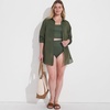 image:imageLands End Womens Cotton Gauze Button Down Swim Coverup Shirt DressRich Olive Green