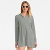 image:imageLands End Womens Cotton Jersey Long Sleeve Hooded Swim Coverup DressFusion Green Mini Stripe