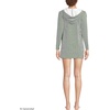 image:imageLands End Womens Cotton Jersey Long Sleeve Hooded Swim Coverup DressFusion Green Mini Stripe