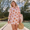 image:imageLands End Womens Cotton Jersey Long Sleeve Hooded Swim Coverup DressWhite Spring Floral