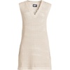 image:imageLands End Womens Cotton Open Knit VNeck Swim Coverup DressWashed Sand