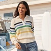 image:imageLands End Womens Cotton Rugby SweaterIvoryMulti Gem Placed Stripe