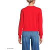 image:imageLands End Womens Cropped Fine Gauge Crew Neck Cardigan SweaterCoral Red
