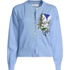image:imageLands End Womens Cropped Fine Gauge Crew Neck Cardigan SweaterGreetingsBlue