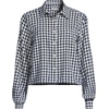 image:imageLands End Womens Cropped Flannel ShirtDeep SeaIvory Mini Check
